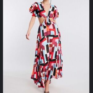 NWT BCBGMaxAzria Multicolor Abstract Maxi Dress - size 4